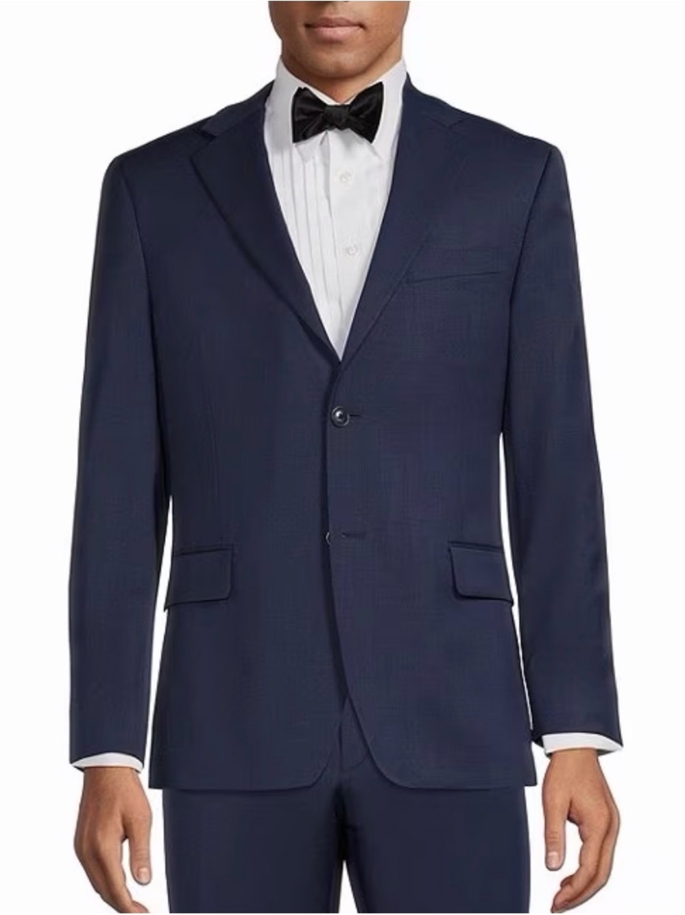 Tre Vero Men's Navy Blue Two-Button Linen Suit Jacket